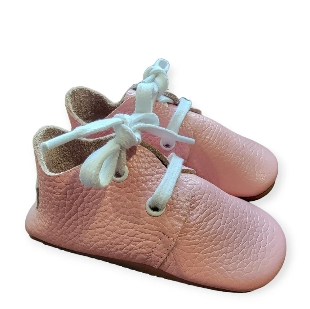 Ella Bonna Pink Baby Shoes Leather Rubber Soles Moccasins Loafers Girl Size 5.5